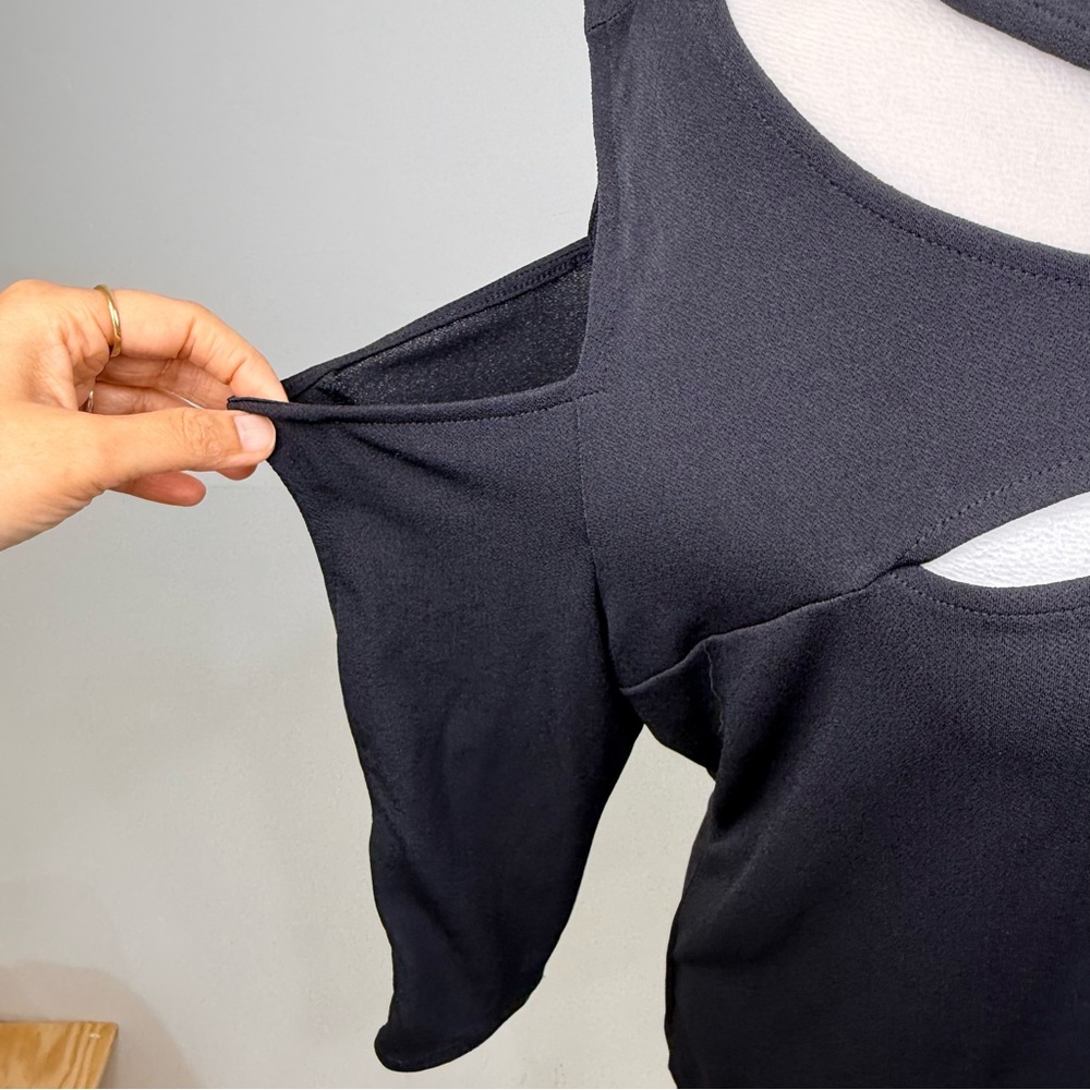 Bold Elements Black Cold Shoulder Cutout Blouse T… - image 4